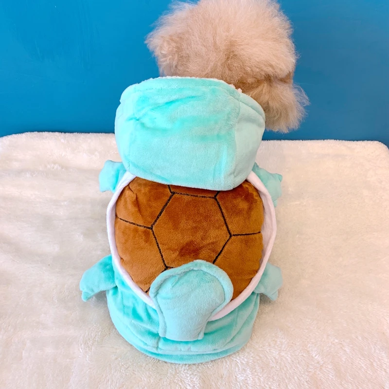 Pokemon Kawaii Cartoon Squirtle Clothes Dog Thickened Double Fleece Teddy Bear Snow Neri Pet Cat Clothing Peripheral Products