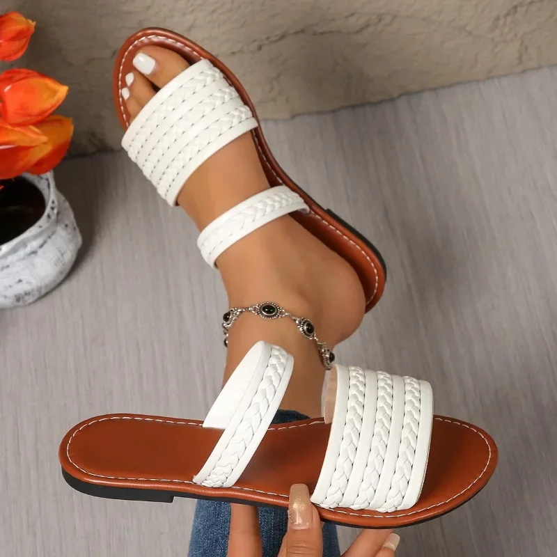

Women Slippers Summer New Fashion Slippers Classic Open-toe Sandals Comfortable Solid Color Women Shoes Large Size Slides Women