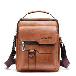 Classic Vintage Men Shoulder Bag Leather PU Business Men Crossbody Bag High Quality Designer Handle Handbag for Men Travel Bag