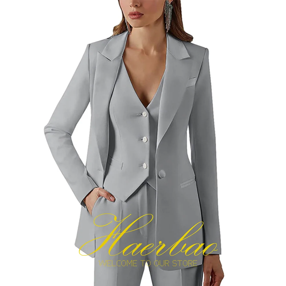 Burgundy Three-Piece Suit for Women, Slim Fit Tuxedo, Jacket Pant Vest Set, Formal Party Clothes