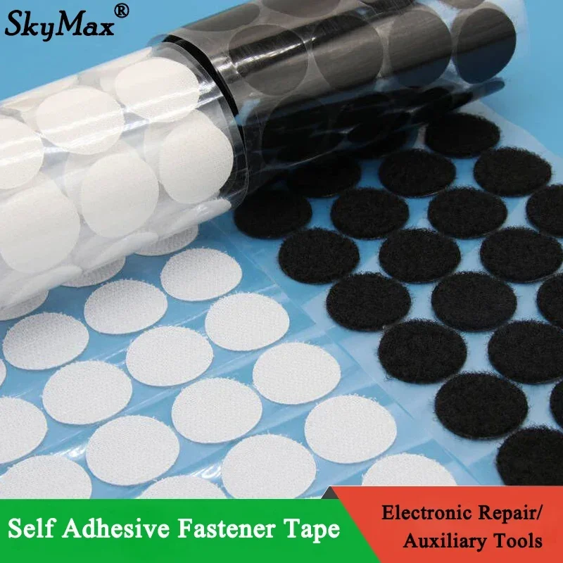 Self Adhesive Fastener Tape Dots 10/15/20/25/30mm Sticker Dots Adhesive Tape Round Hook Loop Boob Tape Strong Glue White Black