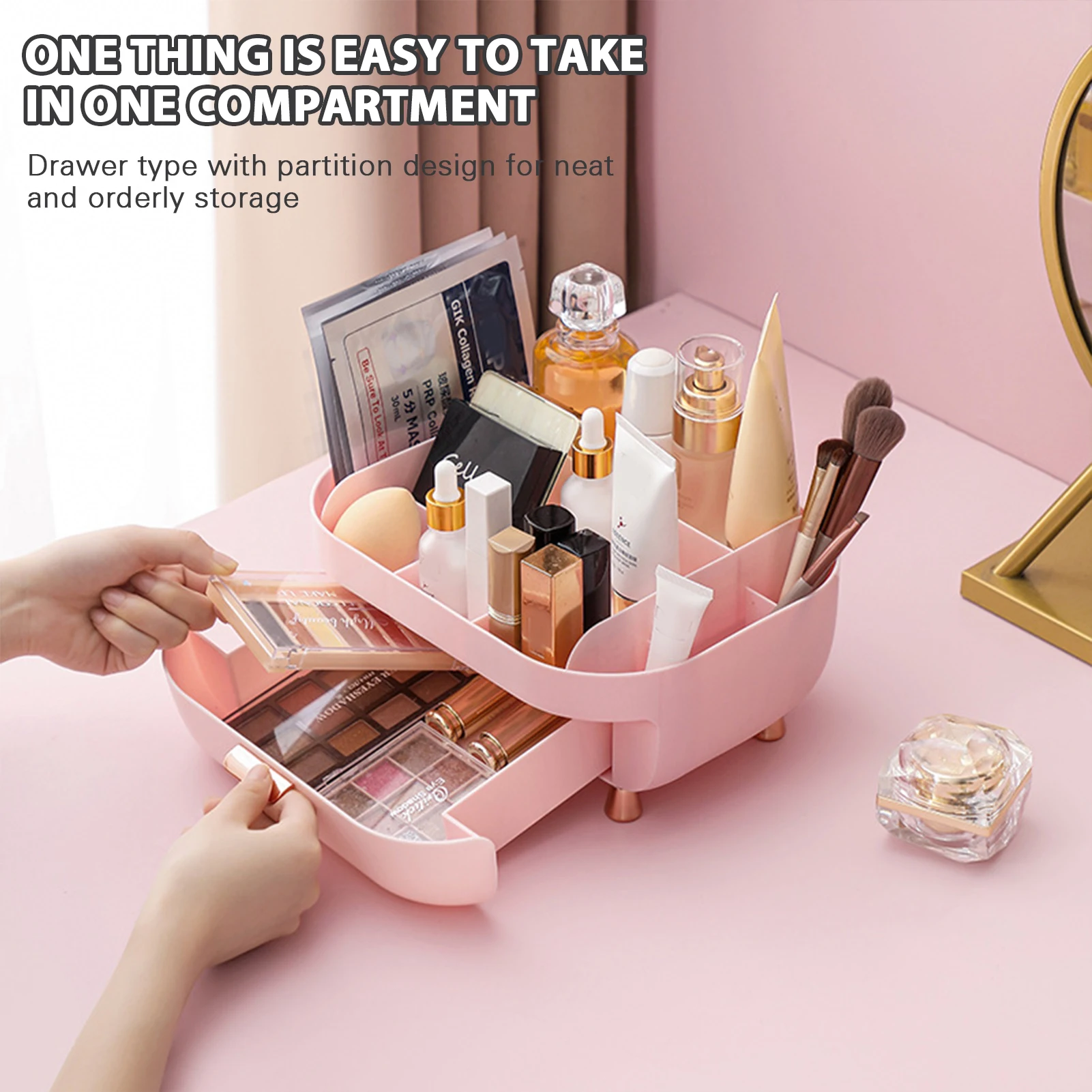 Practical Cosmetic Organiser With Multi Compartments For Makeup Nails Polish