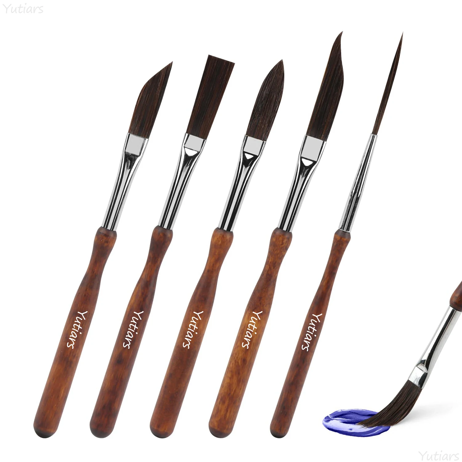 Yutiars 5Pcs High Detail Pinstriping Brushes Portable Premium Watercolor Oil Painting Brushes for Art DIY Hand-painted