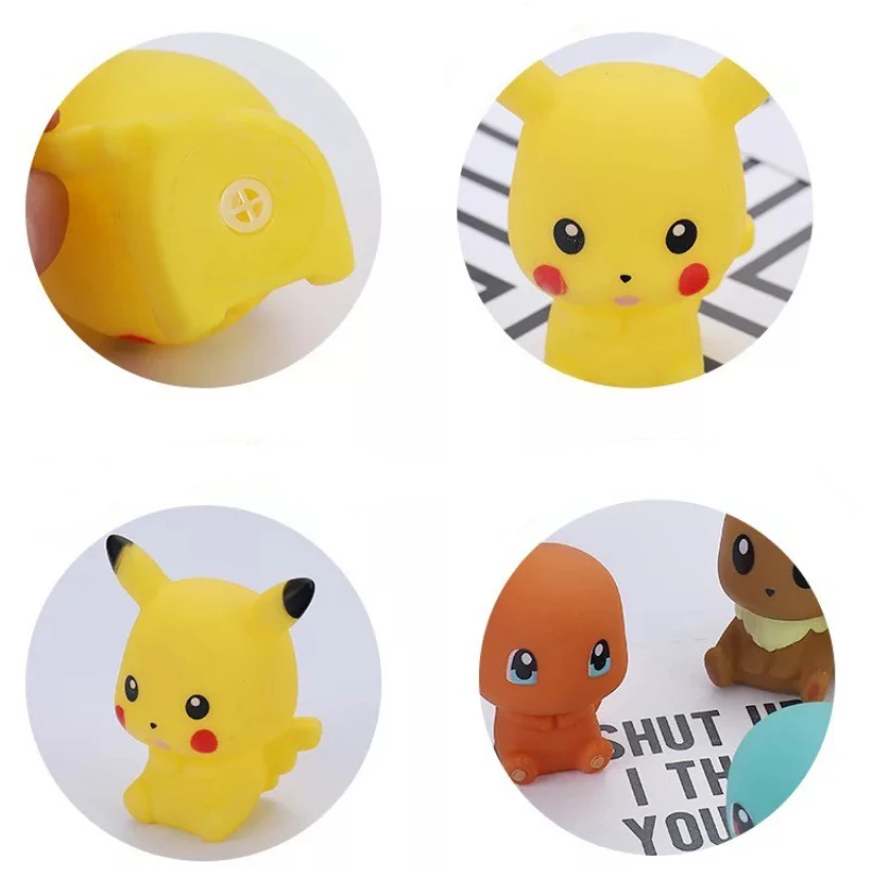 Pokemon Anime Figure Pikachu Snorlax Charmander Eevee Squirtle Bulbasaur Vinyl Doll Ornament Children Toys Bathing Birthday Gift