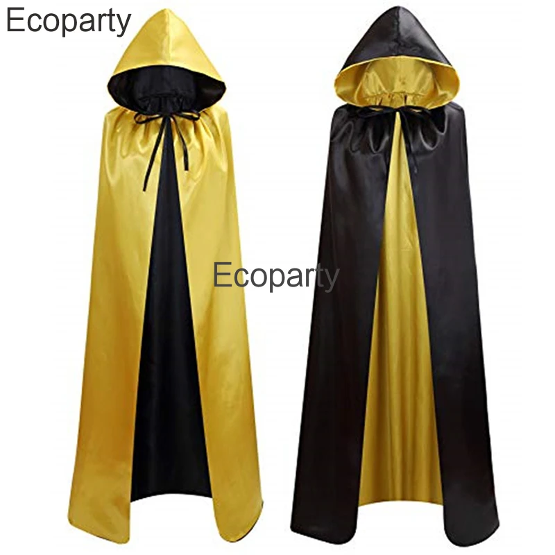 New Adult Halloween Double-Sided Hooded Cloak Medieval Witch Wicca Vampire Cosplay Costume Men Women Purim Carnival Party Capes