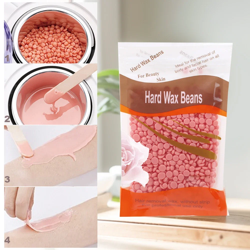 100g Depilatory Hard Wax Beans Stripless Waxing Beans with Natural Ingredient Hard Body Wax Beans for All Body and Bikini Areas