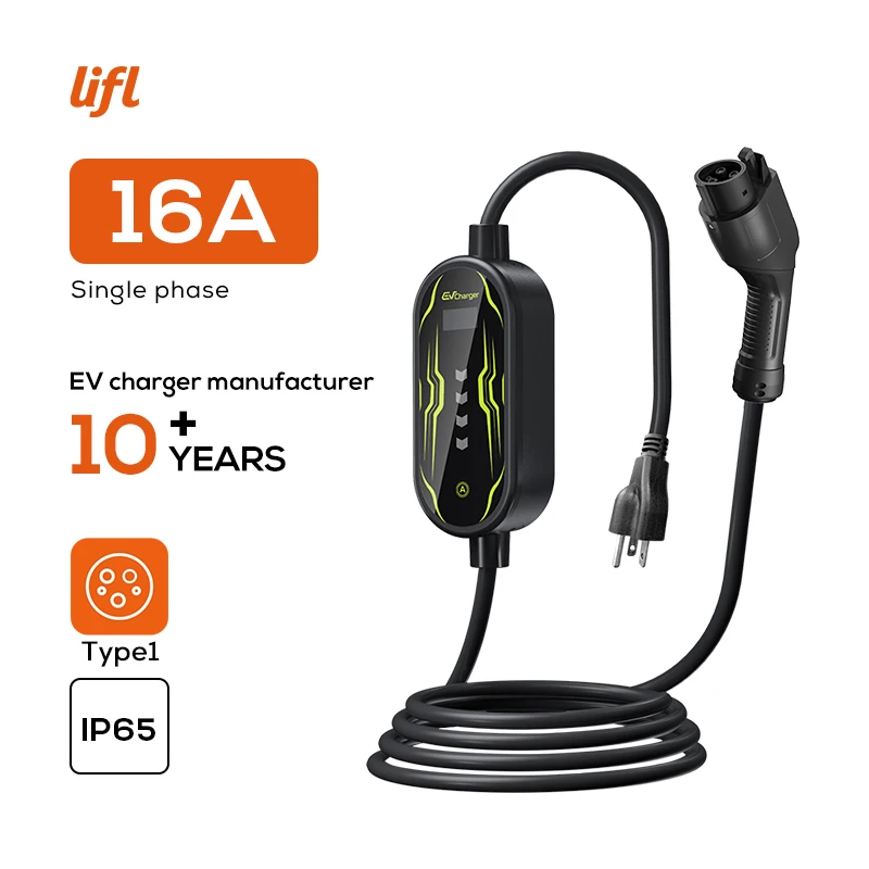 

7KW Portable 32A Single-Phase Electric Vehicle Charger Type1 with 0.5m Cable Plug for EV Fast Charging