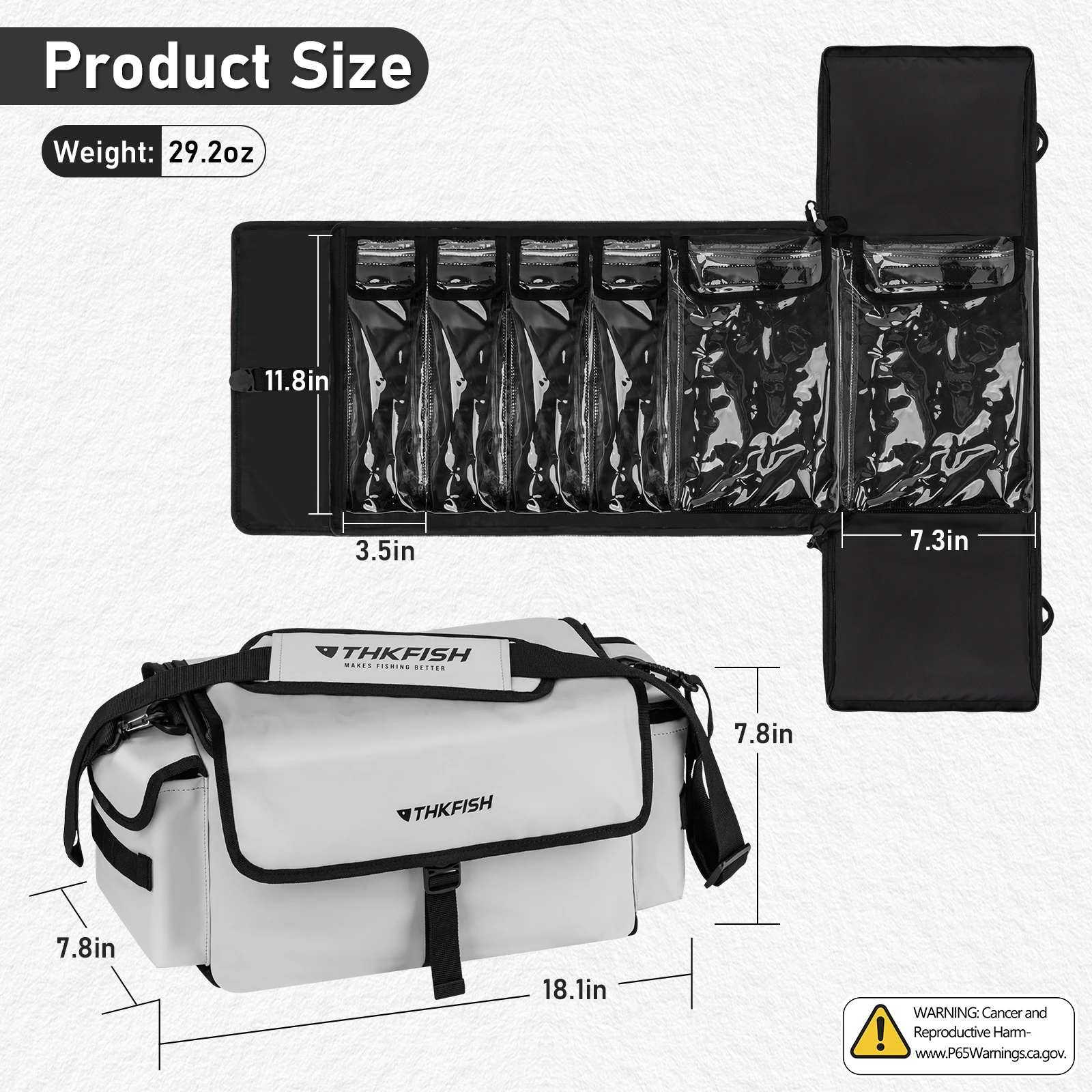 Große Köder-Tasche, aufrollbare Angeltasche für Salzwasser, wasserdicht, große Kapazität, faltbarer Aufbewahrungskoffer – Detail 6