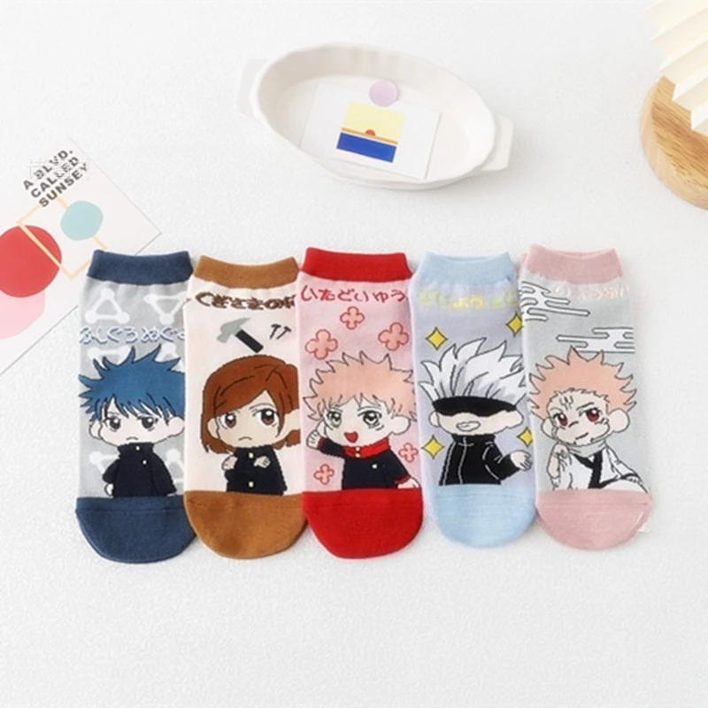

New Cute Cartoon Anime Jujutsu Kaisen Socks Cosplay Itadori Yuji Kugisaki Nobara Gojo Satoru Sneaker Cotton Ankle Socks Funny
