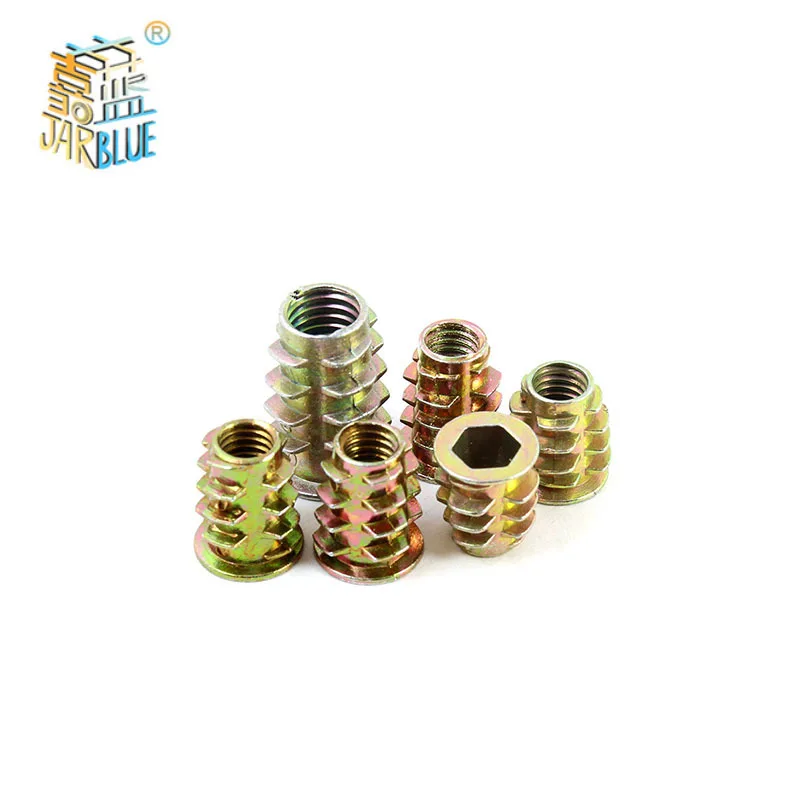 10pcs/lot Zinc Alloy Thread For Wood Insert Nut Flanged Hex Drive Head Furniture Nuts M4 M5 M6 M8