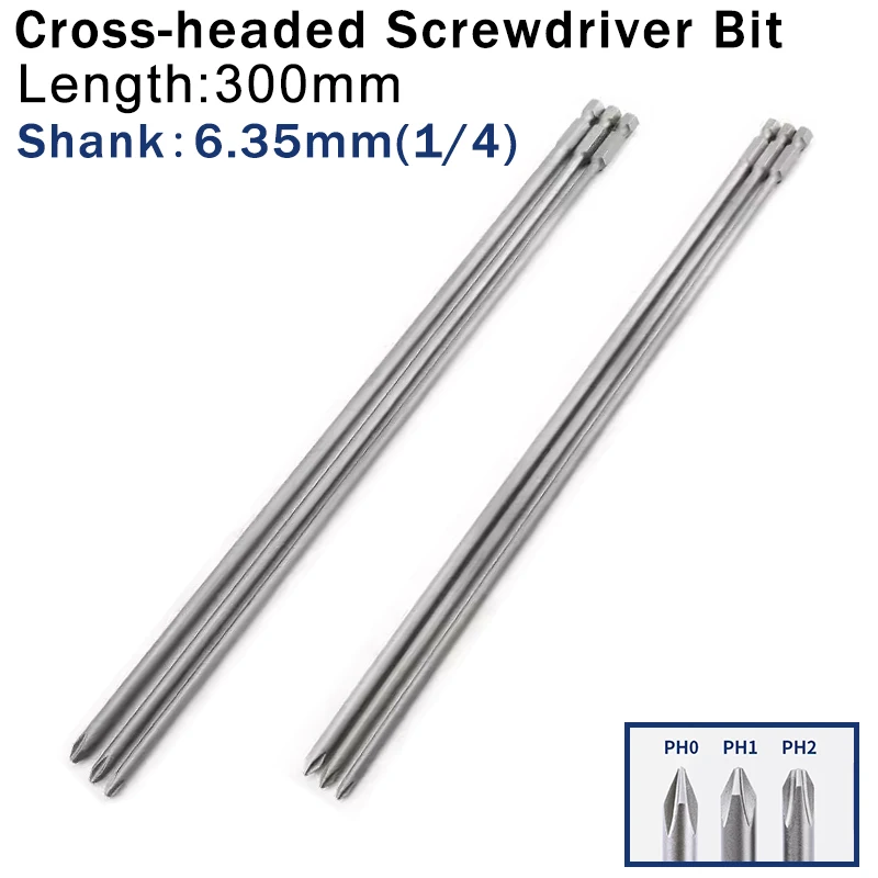 

6/10Pcs 300mm Long 1/4'' Shank Screwdriver Bits Set Steel Magnetic Hex Cross Head Screw Driver Screwdriver Bit Hand Tools