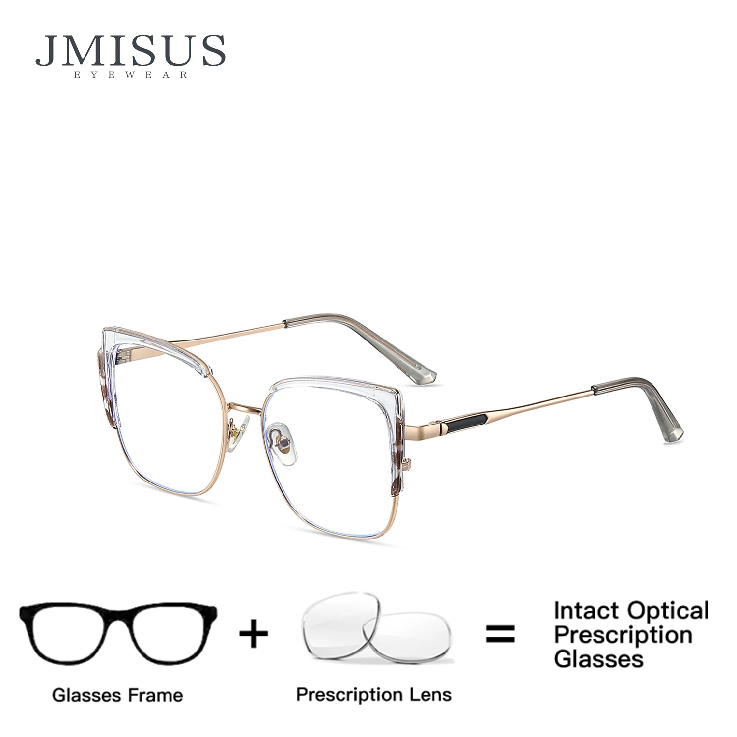 

JMISUS Fashion Square Prescription Glasses Photochromic Myopia Butterfly Eyeglasses for Women