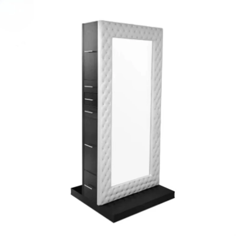 

Роскошная современная оптовая парикмахерская двухсторонняя тафтинговая зеркальная станция для укладки