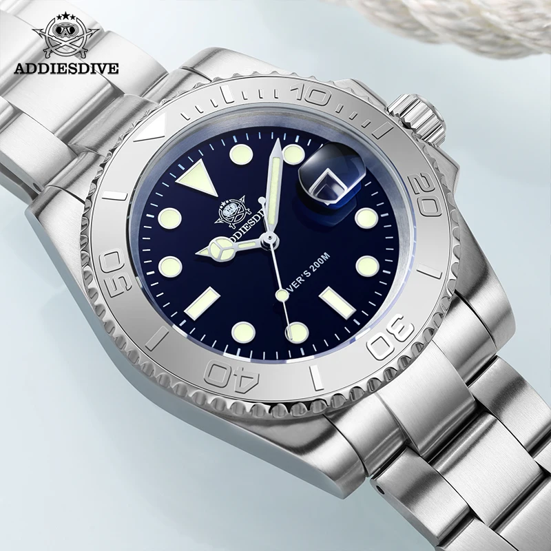ADDIESDIVE Quartz Man Watch 200m Waterproof Super Luminous 41mm Mineral Glass 316L Stainless Steel Fashion Dive Watches For Man
