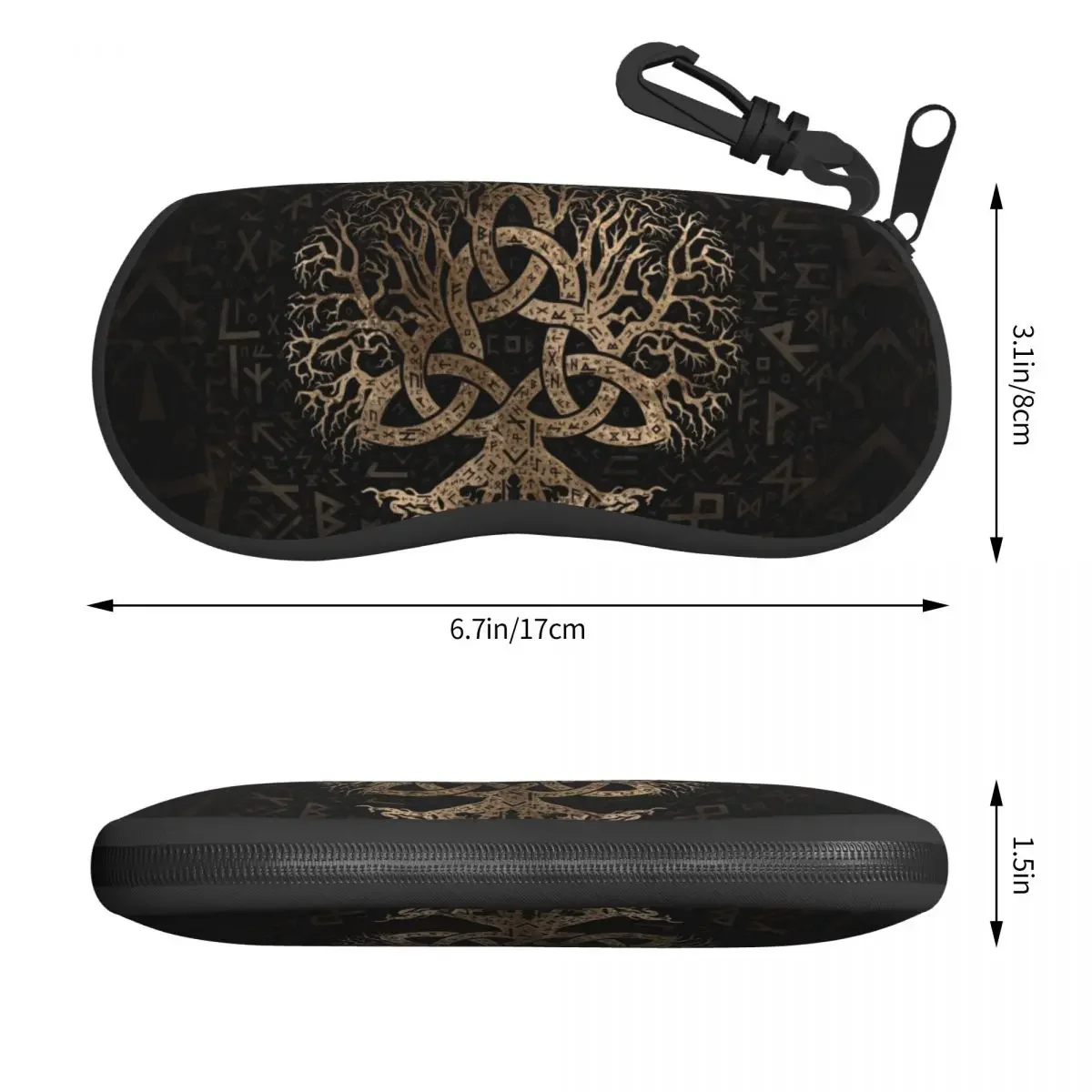 Tree Of Life With Triquetra On Futhark Pattern Shell Eyeglasses Case Viking Norse Yggdrasil Glasses Case Sunglasses Box Pouch