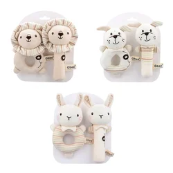 Hochets en peluche pour bébé, lit nouveau-né, poupées en peluche, lapin, chien, jouets pour bébé, saisir, entraînement, poussette