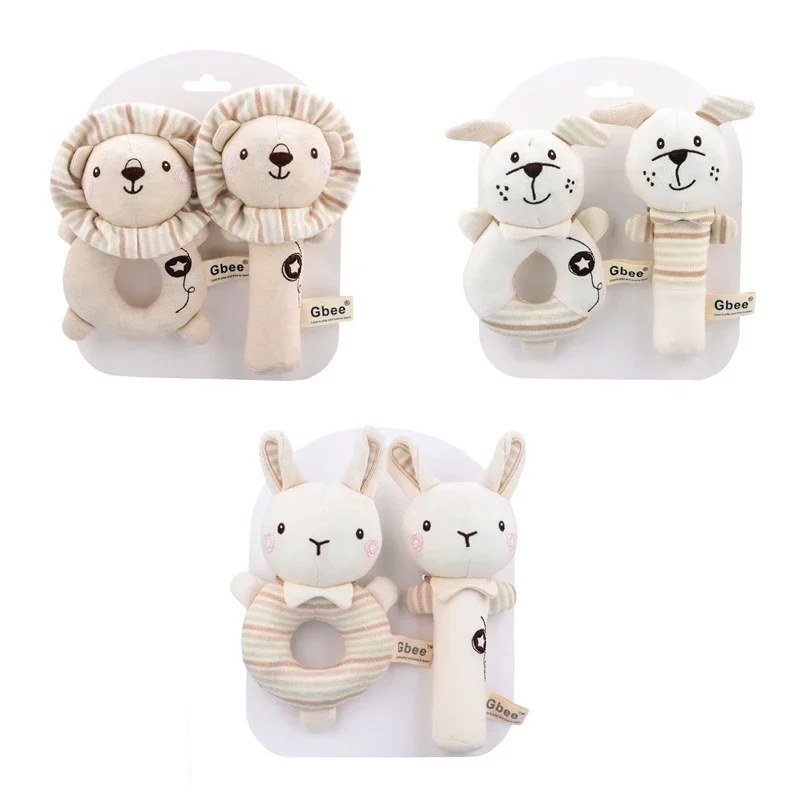 Baby Rattles Newborn Bed Hanging Bell Plush Dolls Lions Rabbit Dog Toys Infant Grab Ability Training Stroller игрушки для детей