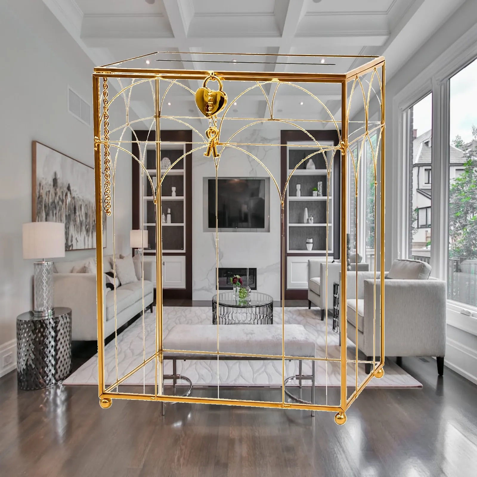 Freestanding Glass Card Display Box Delicate for Home Décor, Holiday Tables