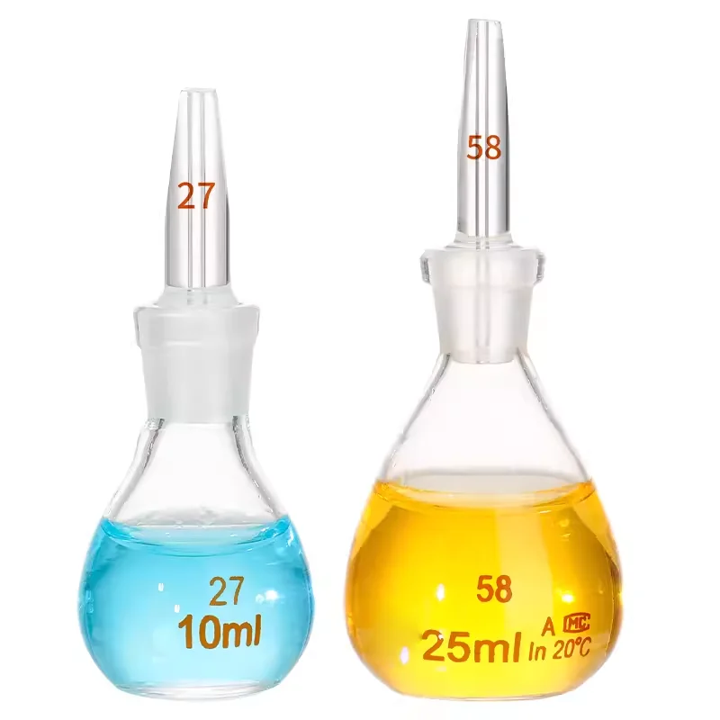 

Glass pycnometer density bottle with temperature pycnometer 5/10/25/50/100/250ml liquid solid powder density pycnometer