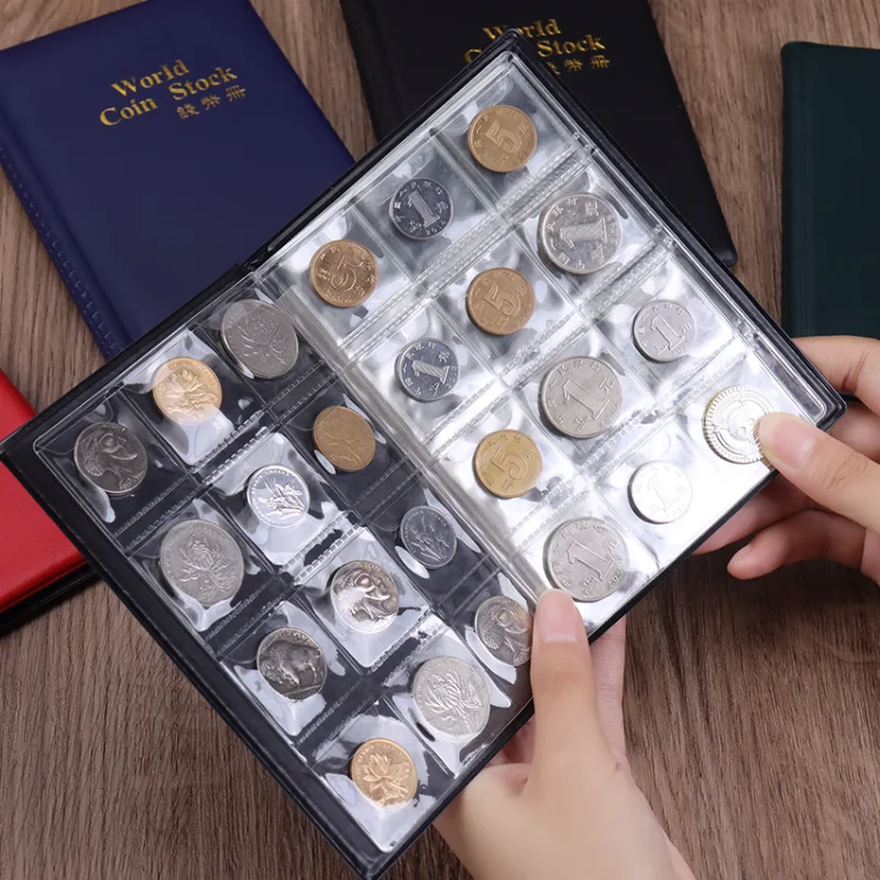 120 Grids PU Leather Album For Coins 10 Pages Stamp Album Coin Display Book For Commemorative Coin Badges Tokens Storage Book