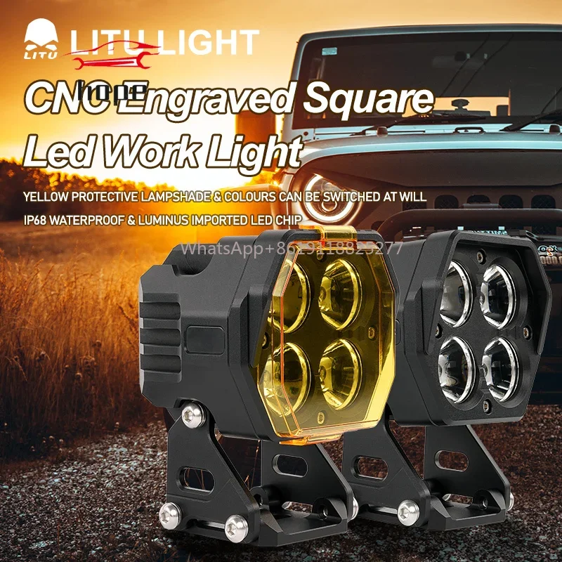 IP68 rating waterproof 3 inch white color offroad fog light square LED work light truck mini driving light for suv boat tractor