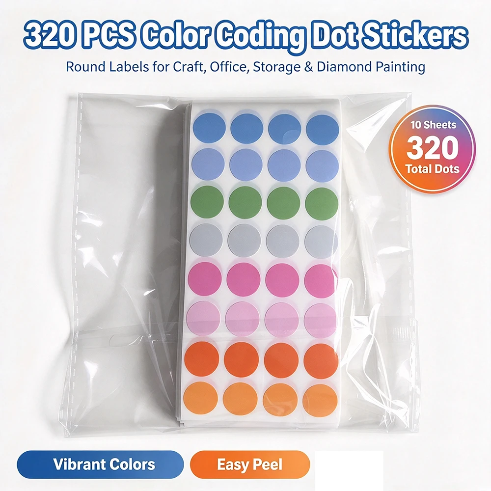 10 Sheet Square Round Classification Folder Label stickers Diamond Painting Tools Distinguish Storage Box Sticker Hot