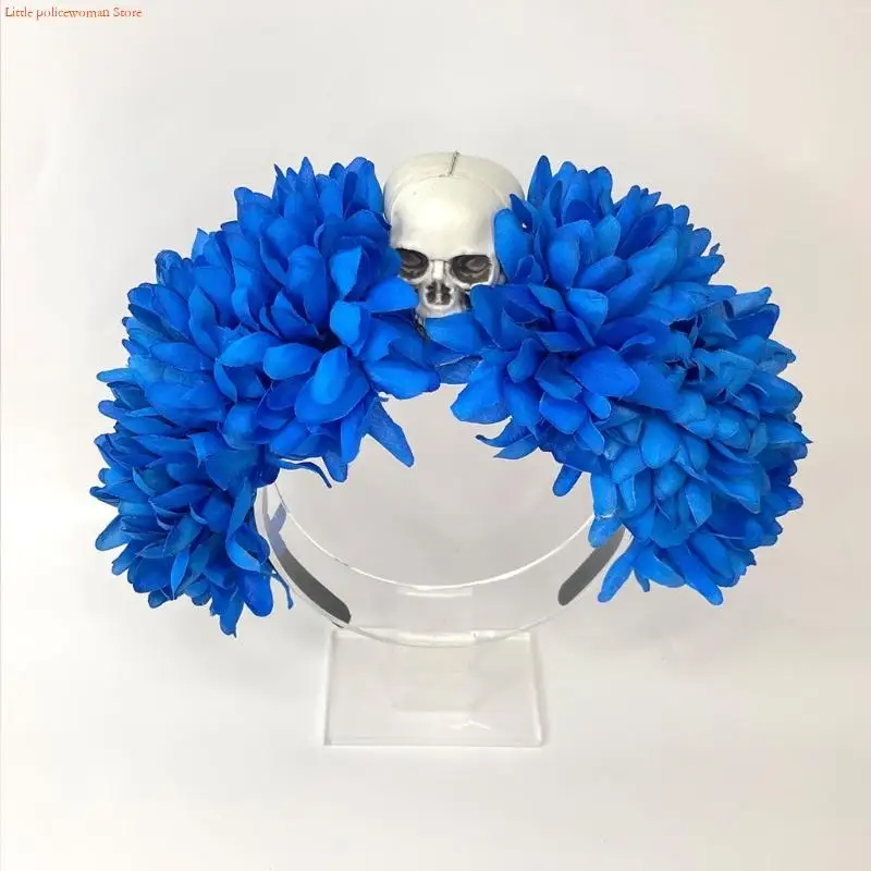 

F92D тканевый ободок для волос с цветком и декором в виде пауков для женщин и девочек, фестиваль, праздничные вечеринки, наряды