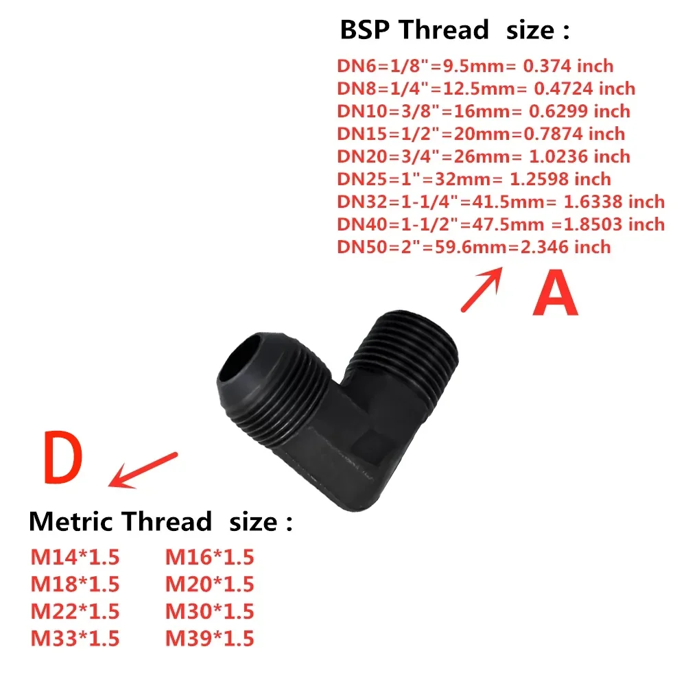 D-type Elbow Metric Male Ball Joint BSP 1/4 1/2 3/4 Right Angle Elbow Hydraulic Oil Pipe Joint Hydraulic Fittings Carbon Steel