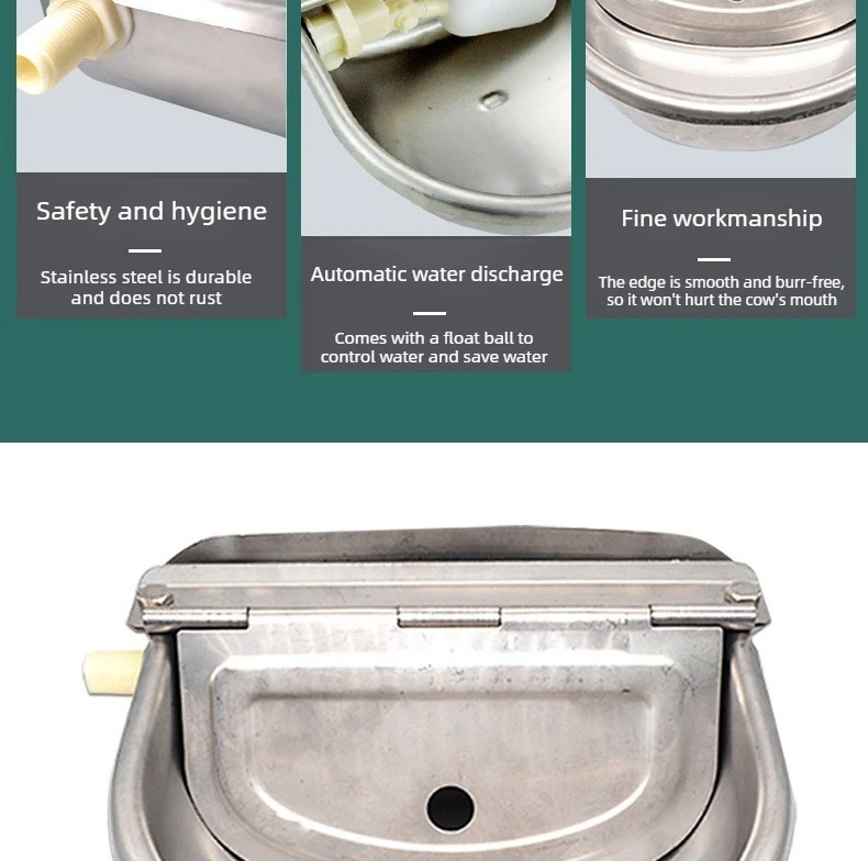Stainless Steel Pet Water Dispenser with Float Ball Valve Automatic Dog Water Bowl Auto Refill Outdoor Hanging Pets Waterer