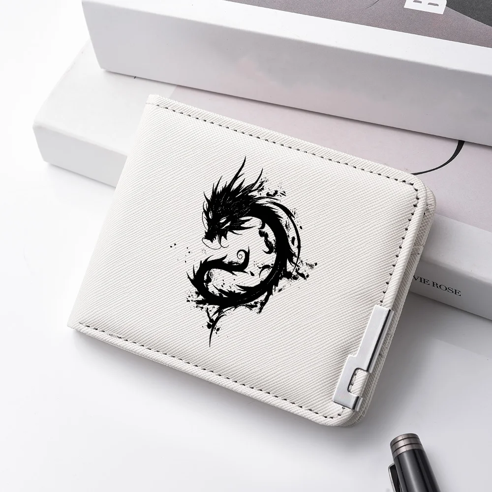 Fashionable High-Quality Men's Wallet Black Dragon Pattern Compact Lightweight Durable Men's Purse