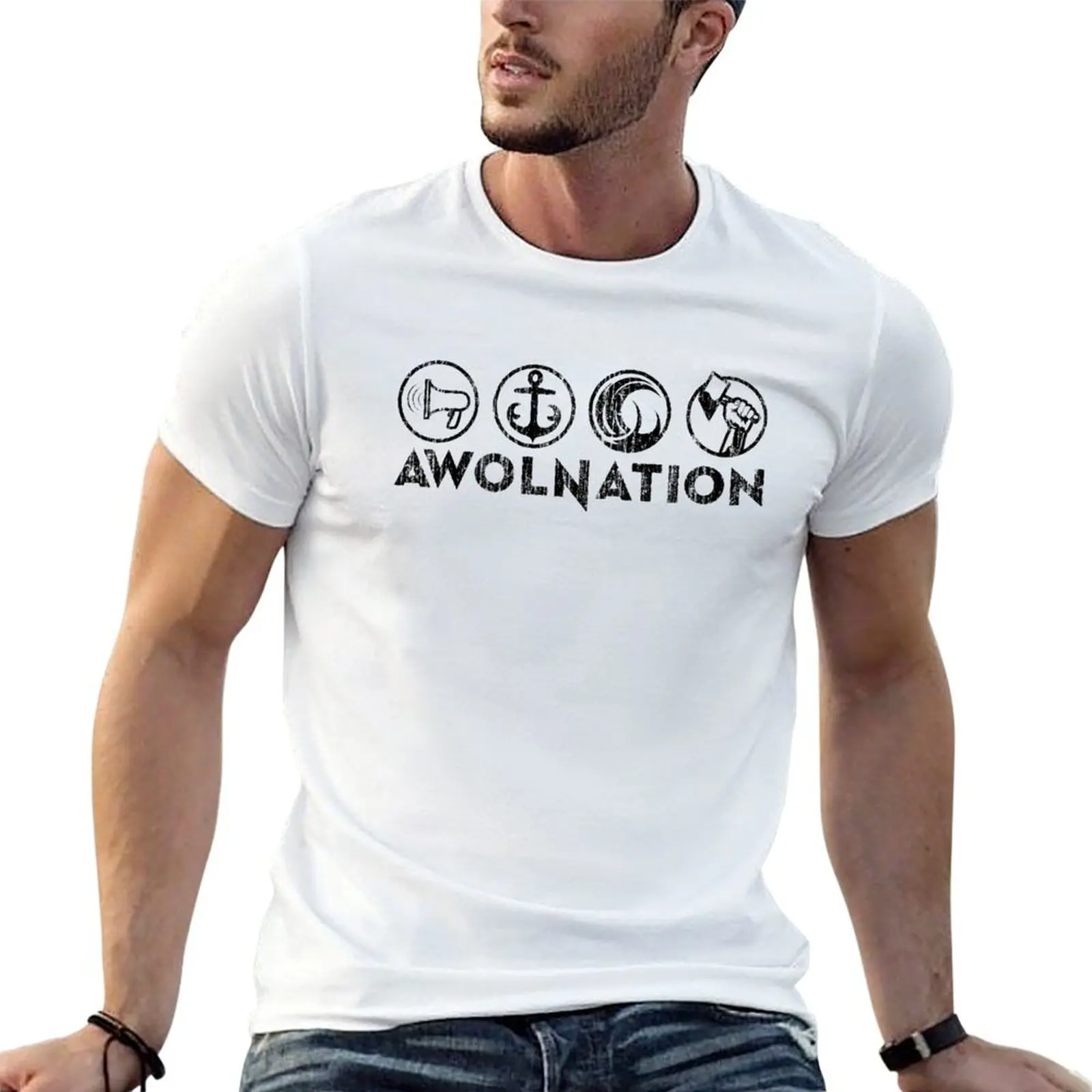 

awolnation logo tour 2020 mendagri T-Shirt mens graphic t shirts cotton t shirts high quality T-Shirt