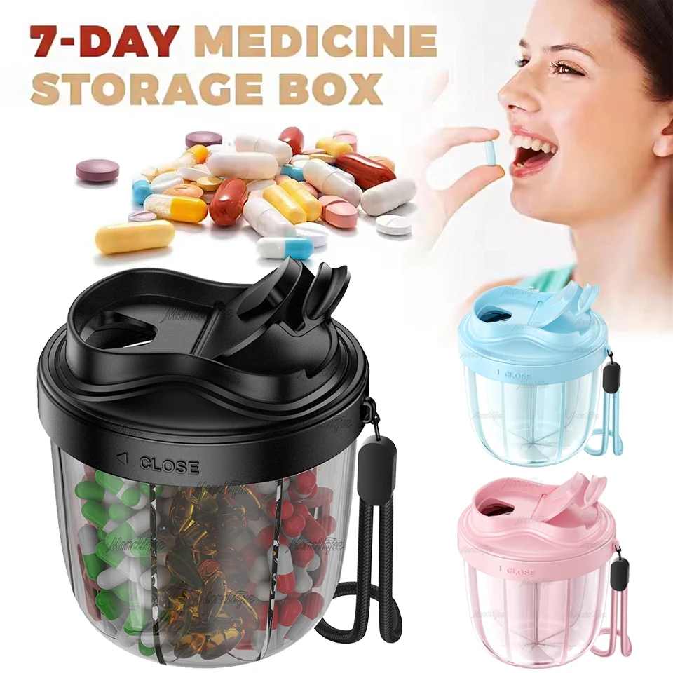

Еженедельный органайзер для таблеток, 7-дневный дорожный футляр для таблеток, герметичные коробки для хранения таблеток, органайзер для таблеток, портативный разделитель лекарств, витаминные добавки