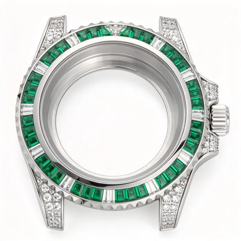 For Full Diamond Watch Case Stainless Steel Sapphire Watch Pack NH35/NH36/2824
