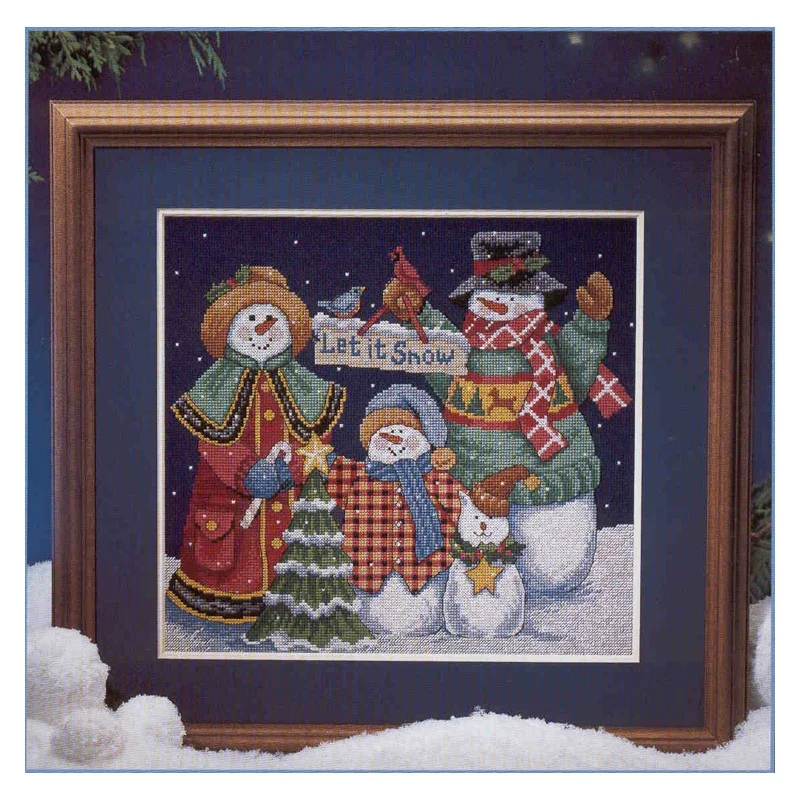 Amishop Gold Collection Lovely Counted Cross Stitch Kit Let It Snow Snowman Snowmen Dim 00316 316