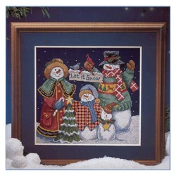 Amishop Gold Collection Lovely Counted Cross Stitch Kit Let It Snow Snowman Snowmen Dim 00316 316