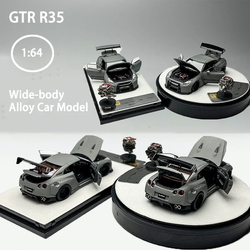PGM 1:64 GTR R35 Wide-body Alloy Car Model Classics Adult Souvenir Gift Static Display