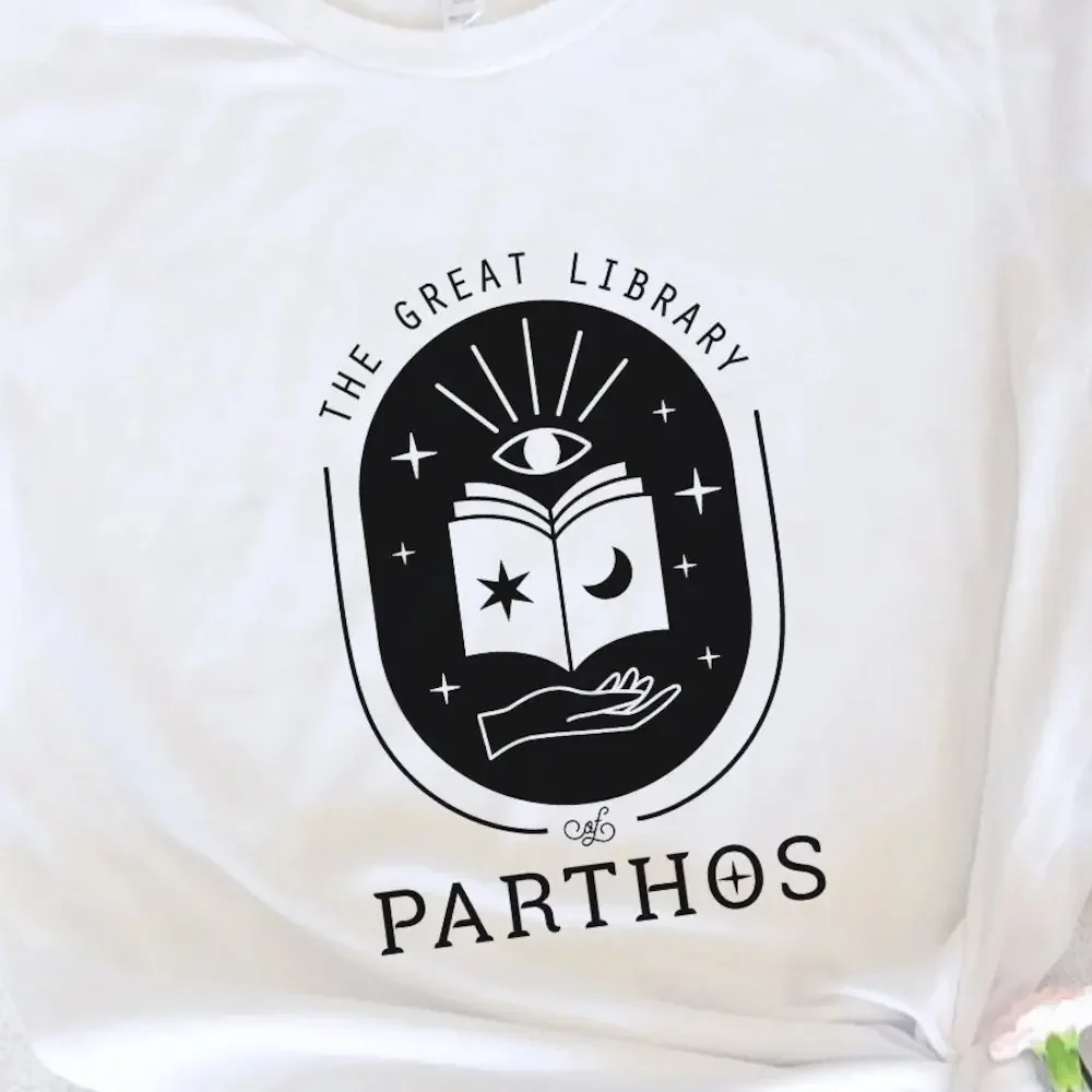 The Great Library Of Parthos Crescent City T Shirt Officially Licensed Sarah J Maas Sjm A Court Silver Flames House Earth Blood