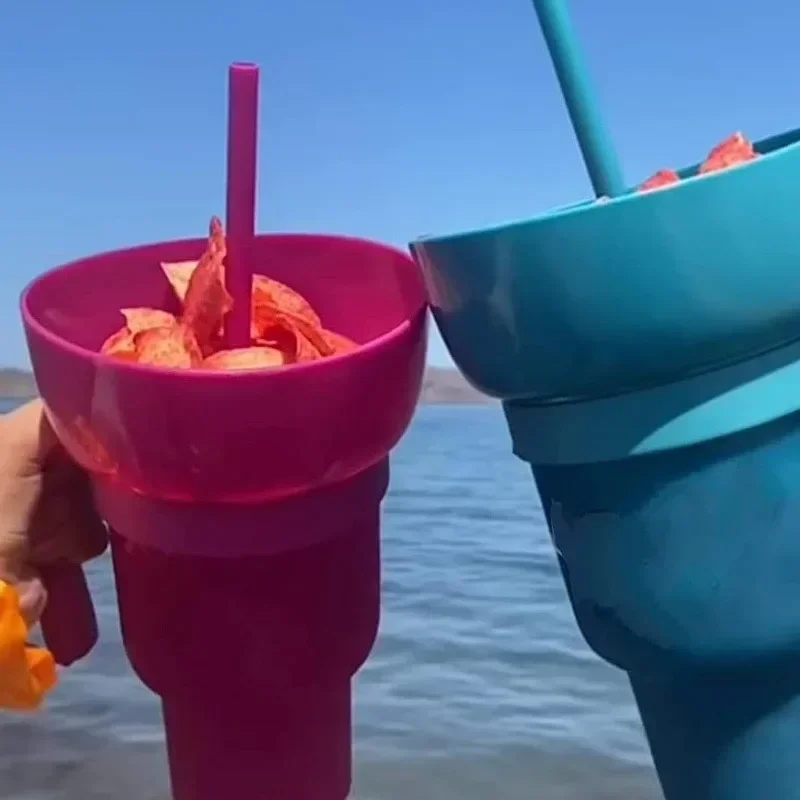 Tasse à Paille Multifonctionnelle spatirée de Grande Capacité, Filles à Snack Créatif, 900 à 1000ml