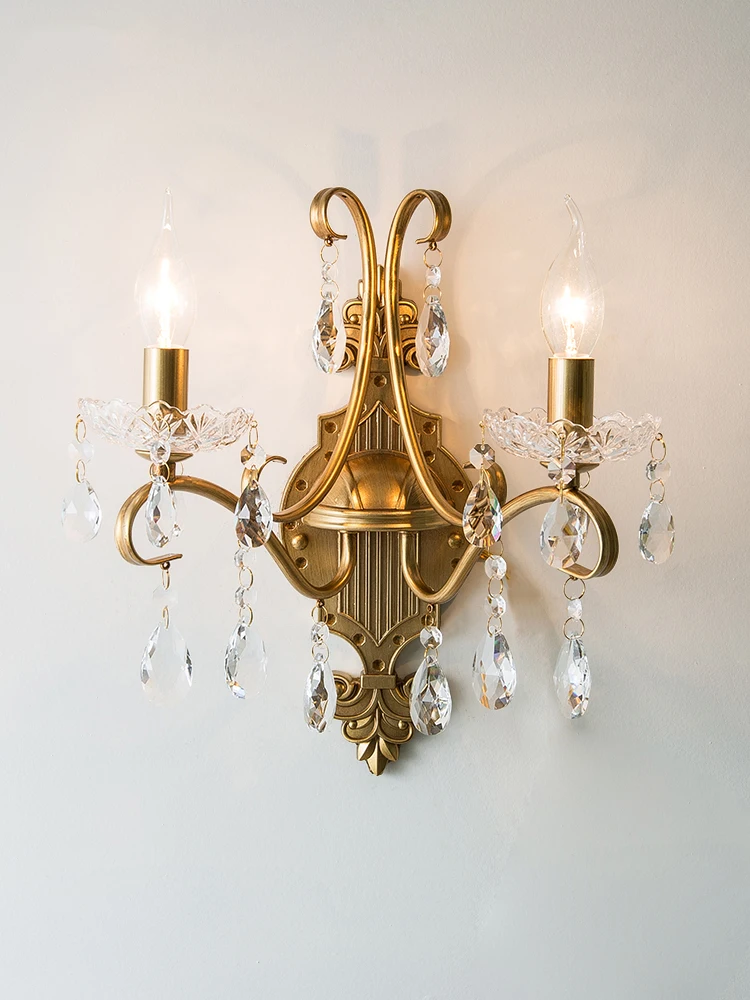 

Bedroom Bedside Wall Lamp American French Retro Style Aisle Corridor Creative Background Wall Living Room Art Crystal Wall Lamps