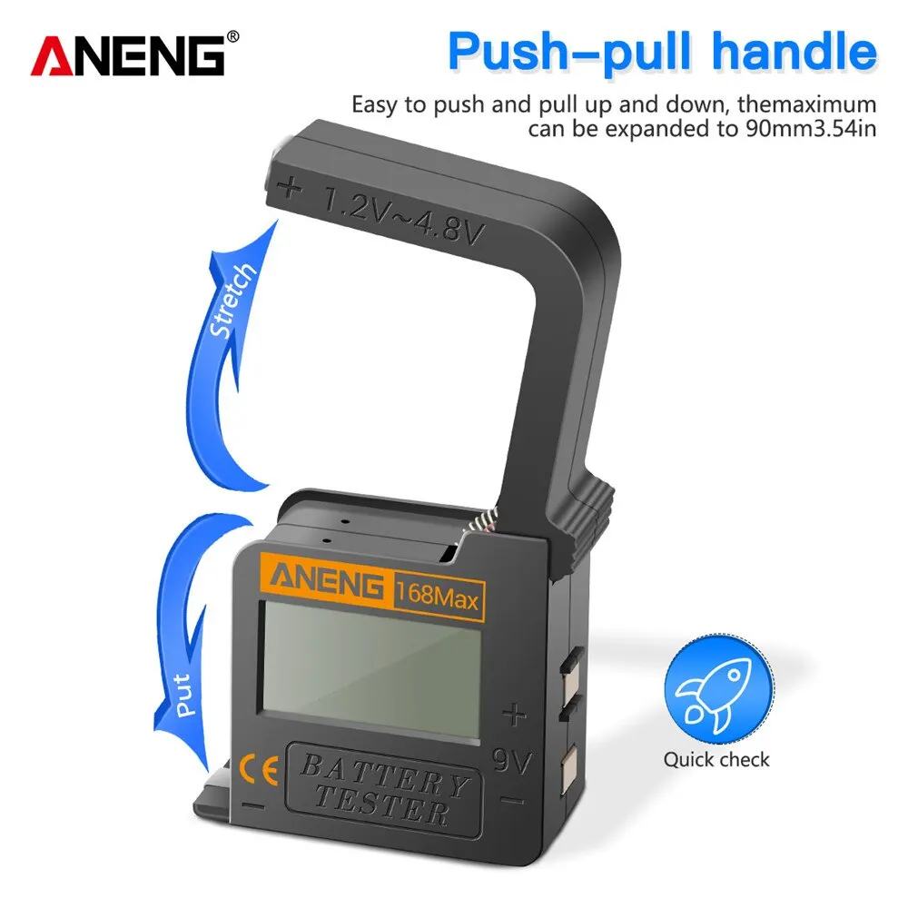 ANENG 168Max Digital Capacity Universal Test Lithium Battery Tester Checkered Load Analyzer Display Check AAA AA Button Cell