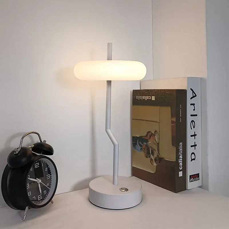 Irregular Turnable Modern Coffee Touch Sensor Table Lamp With Warm Light Beside For Bedroom Living Room Decoration Night Light