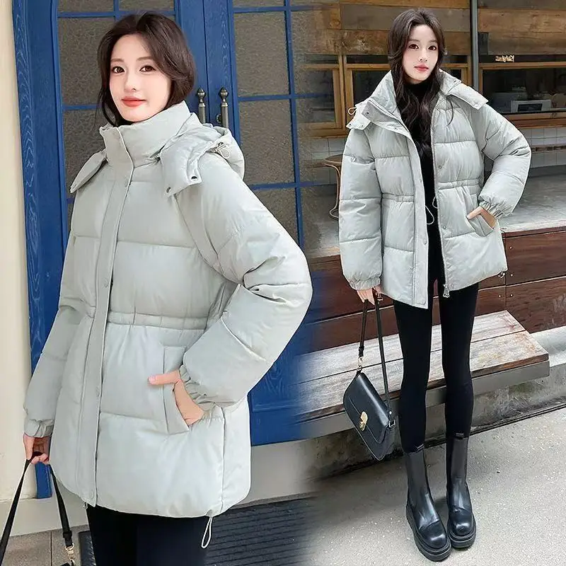 Detachable Hat Cotton-padded Coat Winter 2026 New Thick Warm Cotton-padded Jacket Long Thick Waist Parkas Outerwear Jacket Women