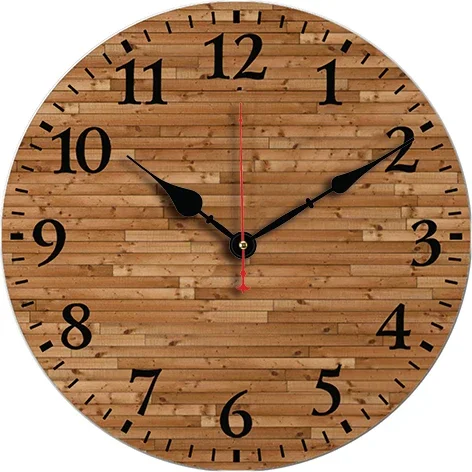 Brown Wood Wall Clock Living Room Bedroom Round Silent Clock Dining Room Office Decoration Clock Home Mounted Carfts Art Decor