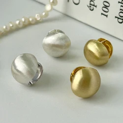 New Metal Brushed Frosted Spherical Hoop Earrings for Women Retro Creative Gold Color Ball Earrings Jewelry Party Brincos