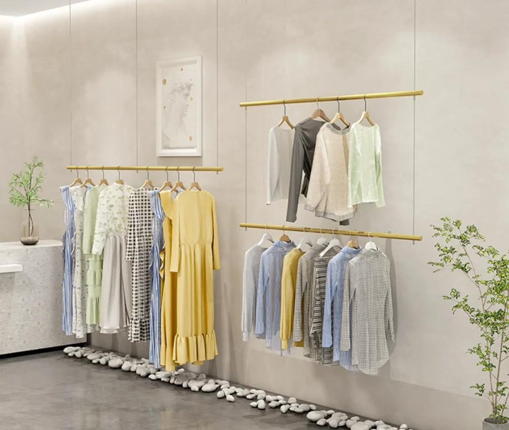 

Clothing display rack, stainless steel ceiling rack, hanging women's wedding dress rack, adjustable hanging rod