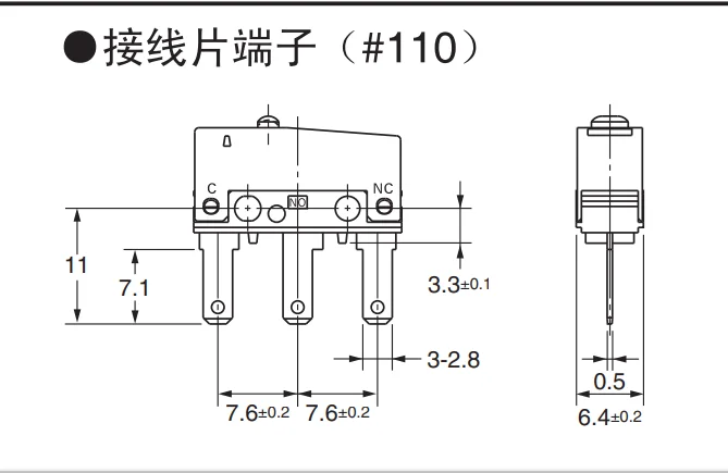 Yyt Medium Microschakelaar SS-3GL13PT Lange Pin 3pin R Handvat Basis Schakelaarknop