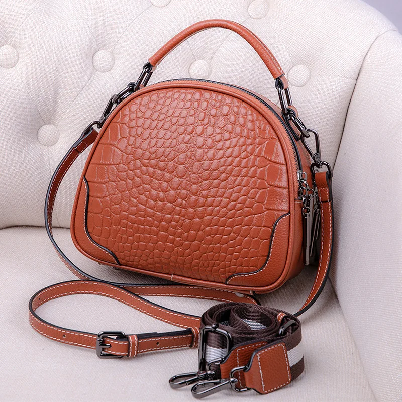 MOTAORA Women Crocodile Shoulder Bag 2024 New Genuine Leather Top-handle Bag Ladies Luxury Design Small Round Bags For Female