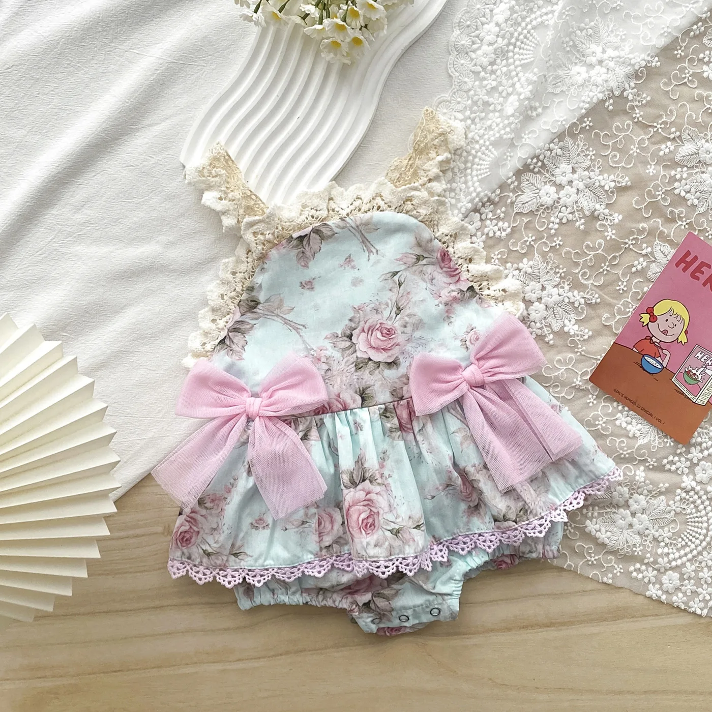 Baby Girl Flower Suspender Rompers Skirt Lace Cute Baby Girl Jumpsuit 2025 Summer New Children Clothing