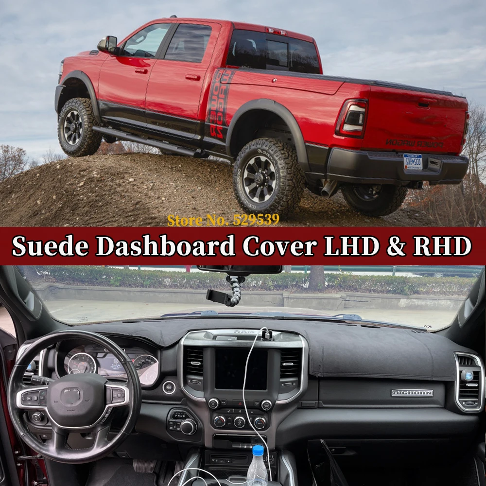 Car Suede Dashmat Automobile Dashboard Cover Dash Mat Anti-UV Accessories for Dodge Ram 1500 2500 3500 2019 2020 2021 2022 2023