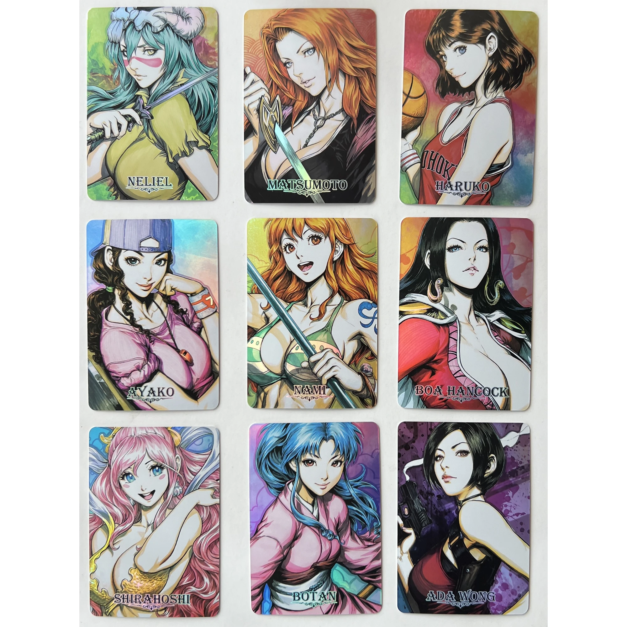 Diy 54Pcs/set Anime Girls Hancock Nami Tifa Mai Shiranui Tsukino Usagi Color Flash Card Game Anime Collection Card Gift Toys